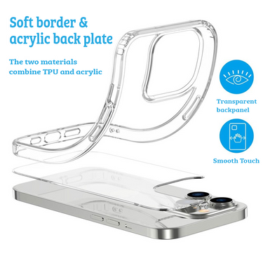 iPhone 15 High-Quality Transparent Case Cover - Acrylic + TPU Materials, MagSafe Compatible, Scratch & Bump Protection, Durable, Screen & Camera Lens Guard